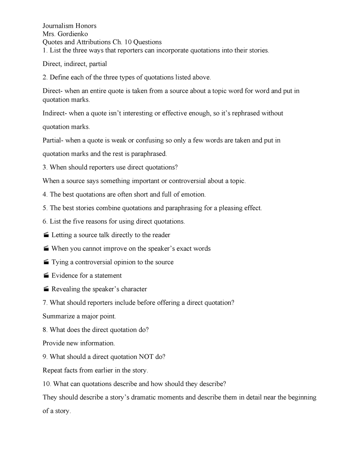 Ch. 10 Qs - Chapter 10 Questions - Mrs. Gordienko Quotes And ...