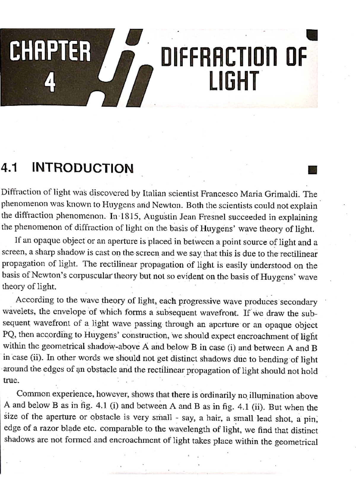 Chapter 4 Diffraction Of Light - Engineering Physics B - Studocu