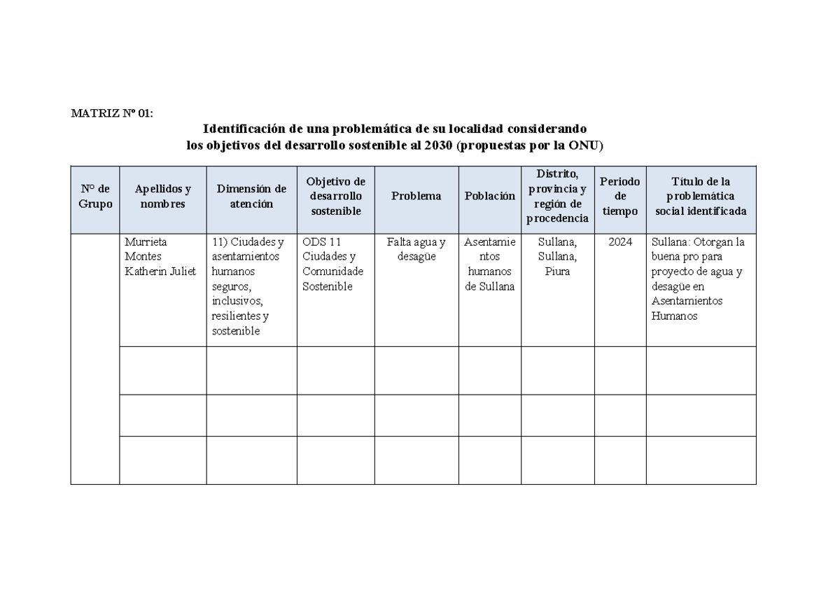 Planteamiento del Problema Katherin Murrieta - MATRIZ Nº 01 ...