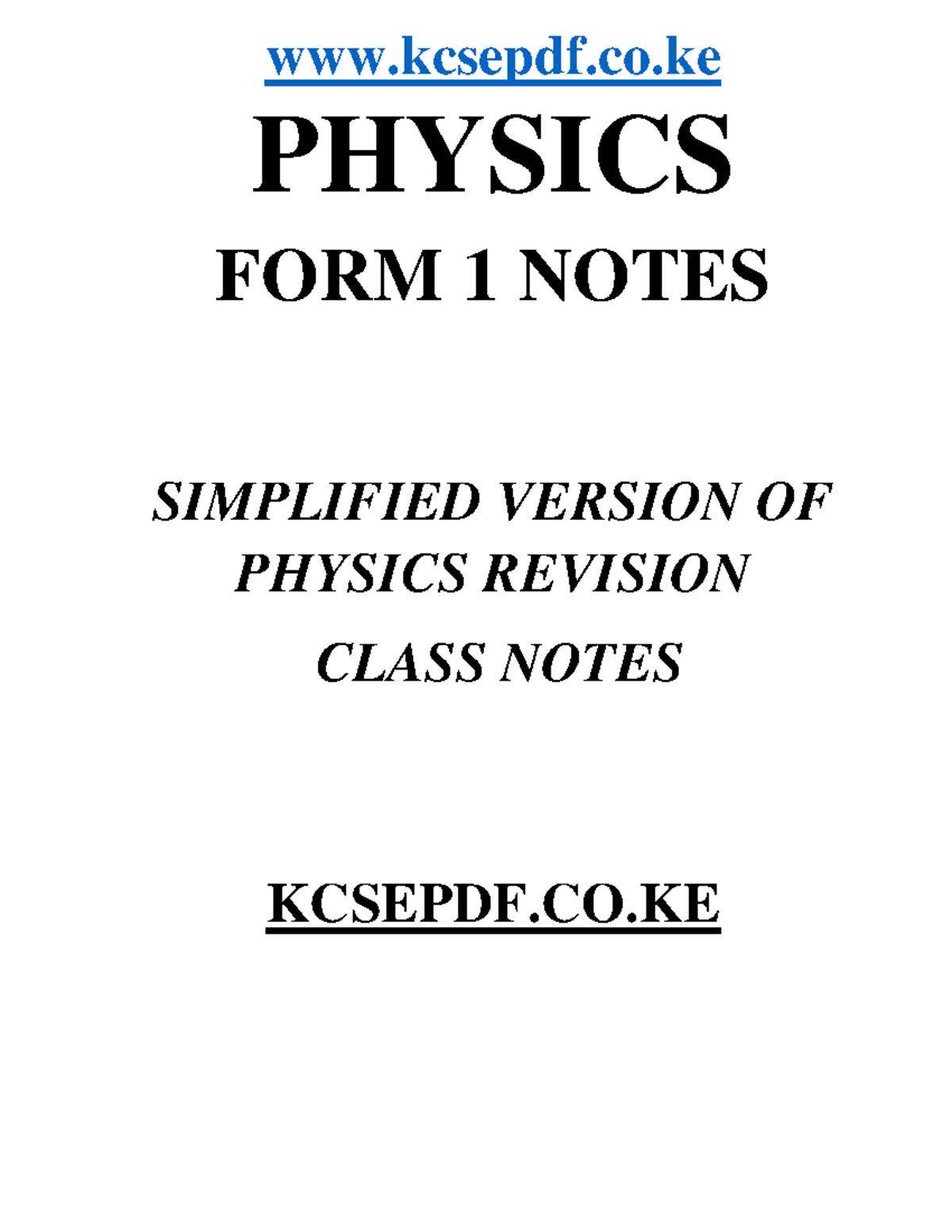 Form Physics Notes Kcsepdf Co Physics Form Notes Simplified