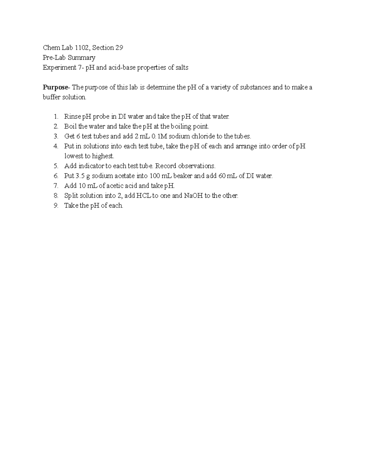 experiment 7 pre lab chem 101