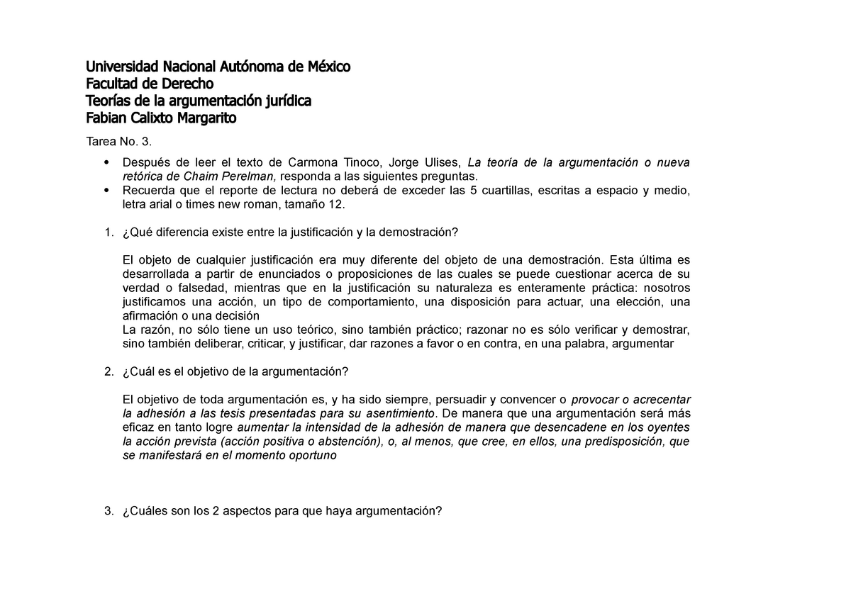 Act. 3 La Teoría De La Argumentación O Nueva Retórica De Chaim Perelman ...