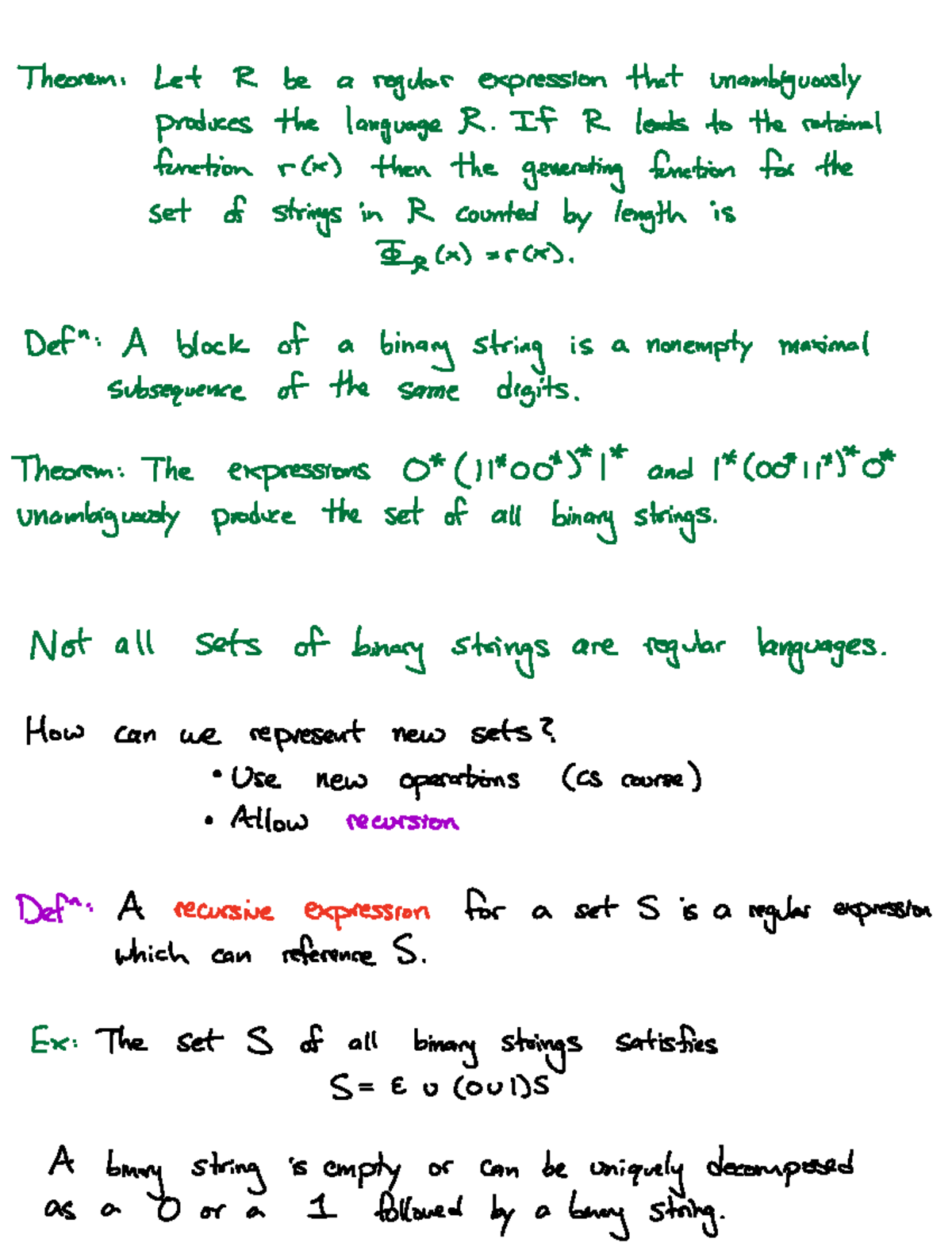 Recursive Factors - Theorem Let R be a regular expression that ...