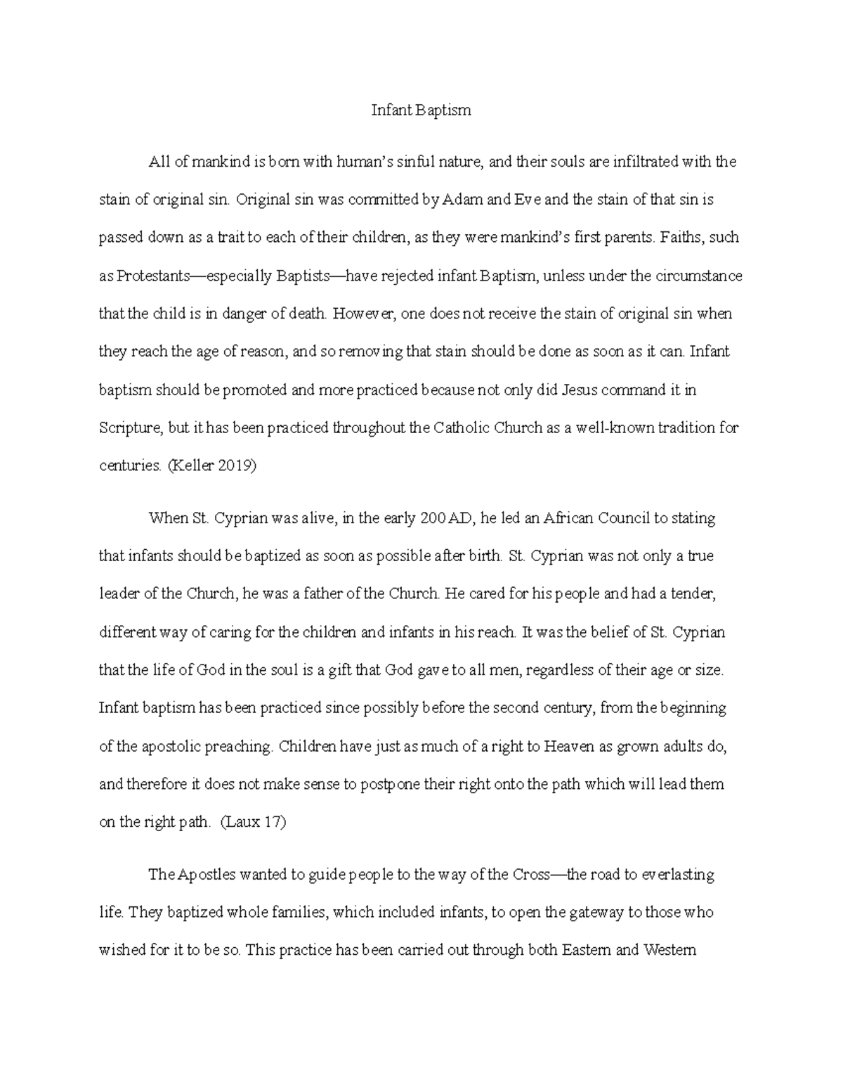 Infant Baptism Infant Baptism All of mankind is born with human’s