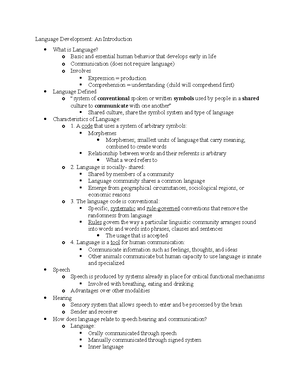 Chapter 5 notes - Chapter 5- Infancy Infant Speech Perception o Ability ...