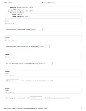 Prelim Quiz 1 UGRD-IT6303-2233T - Started On Sunday, 11 June 2023, 12: ...