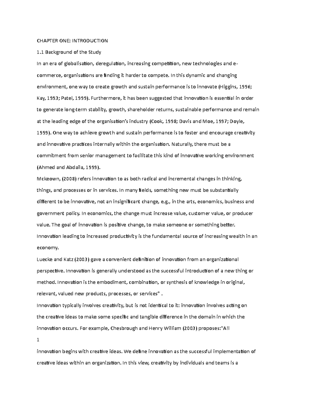 Operational Mgt Assignment - CHAPTER ONE: INTRODUCTION 1 Background of ...