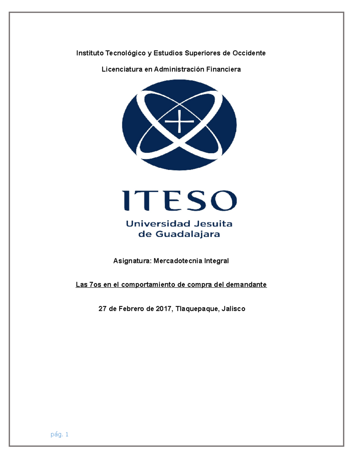 Tarea g Instituto Tecnológico y Estudios Superiores de Occidente