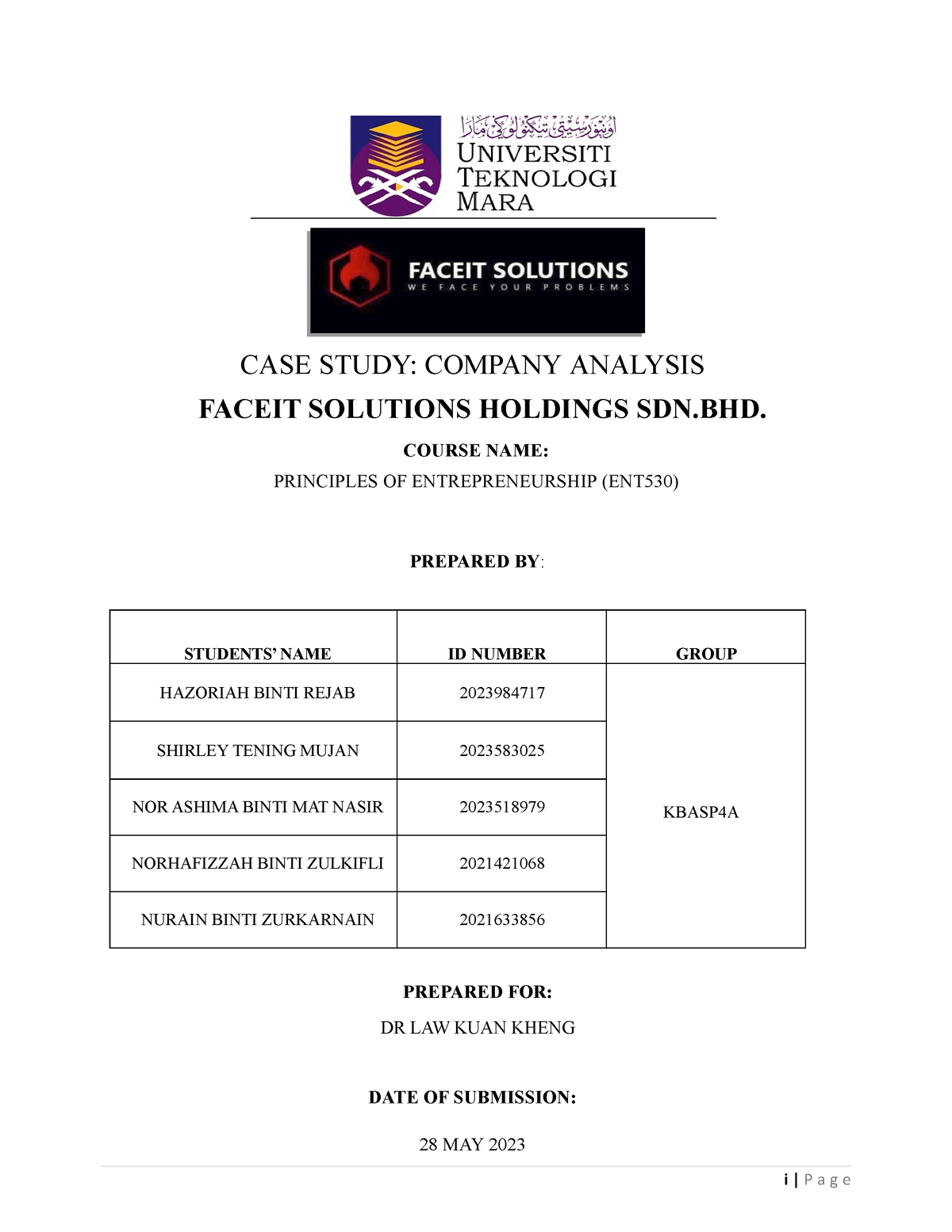 ent530 case study group assignment