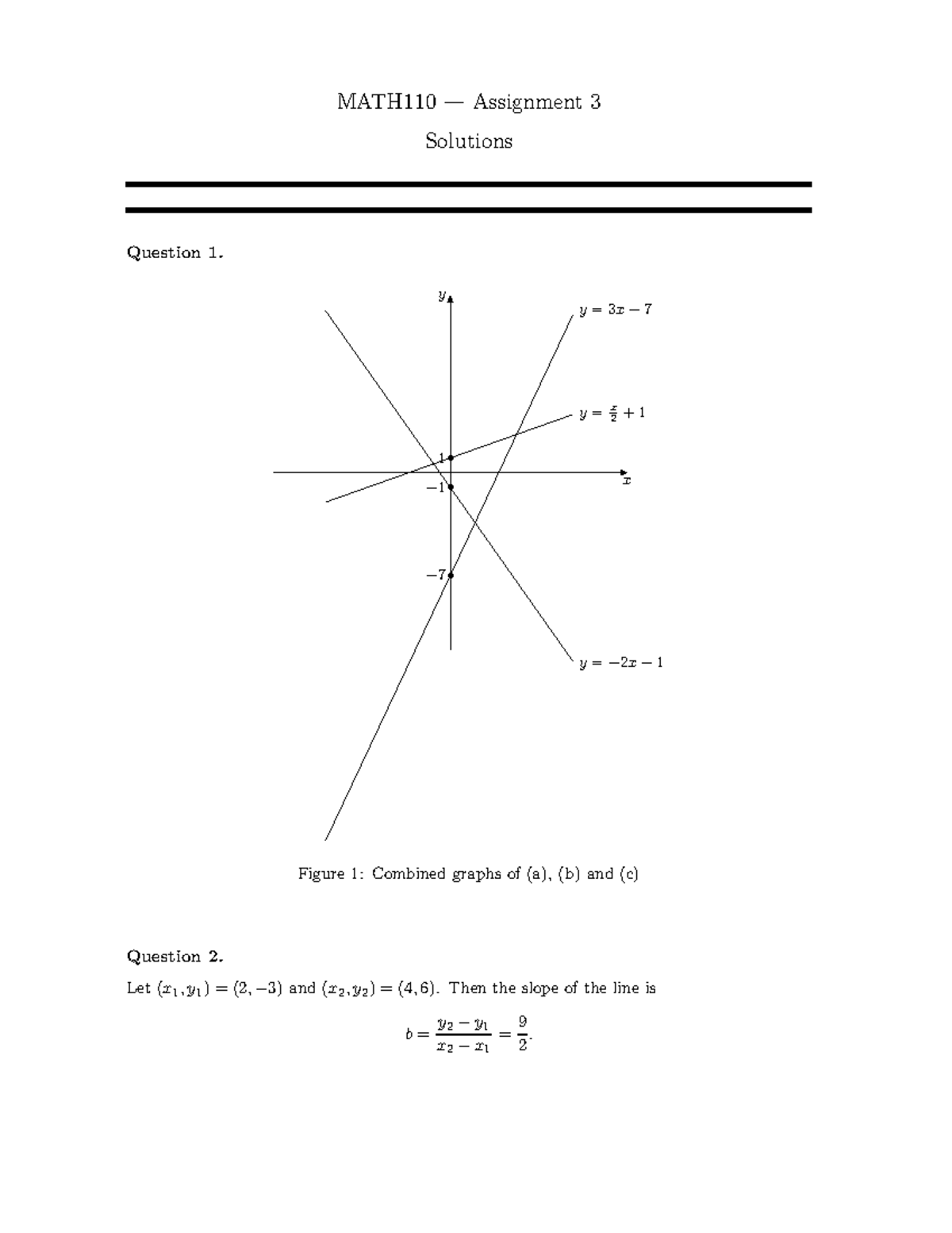 Introductory Mathematical Methods Assignment 3 - Solutions - MATH110 ...