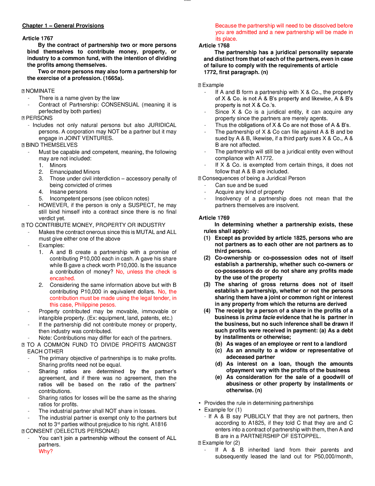 Laws On Partnership - New Civil Code - Chapter 1 – General Provisions ...