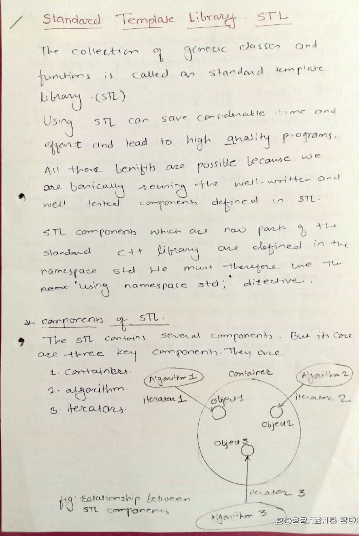 OOP notes unit VI - Standard Template Library STL The collection of ...