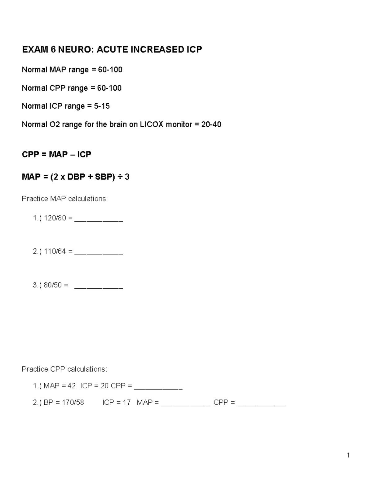 EXAM 6 Neuro Acute Increased ICP - EXAM 6 NEURO: ACUTE INCREASED ICP ...