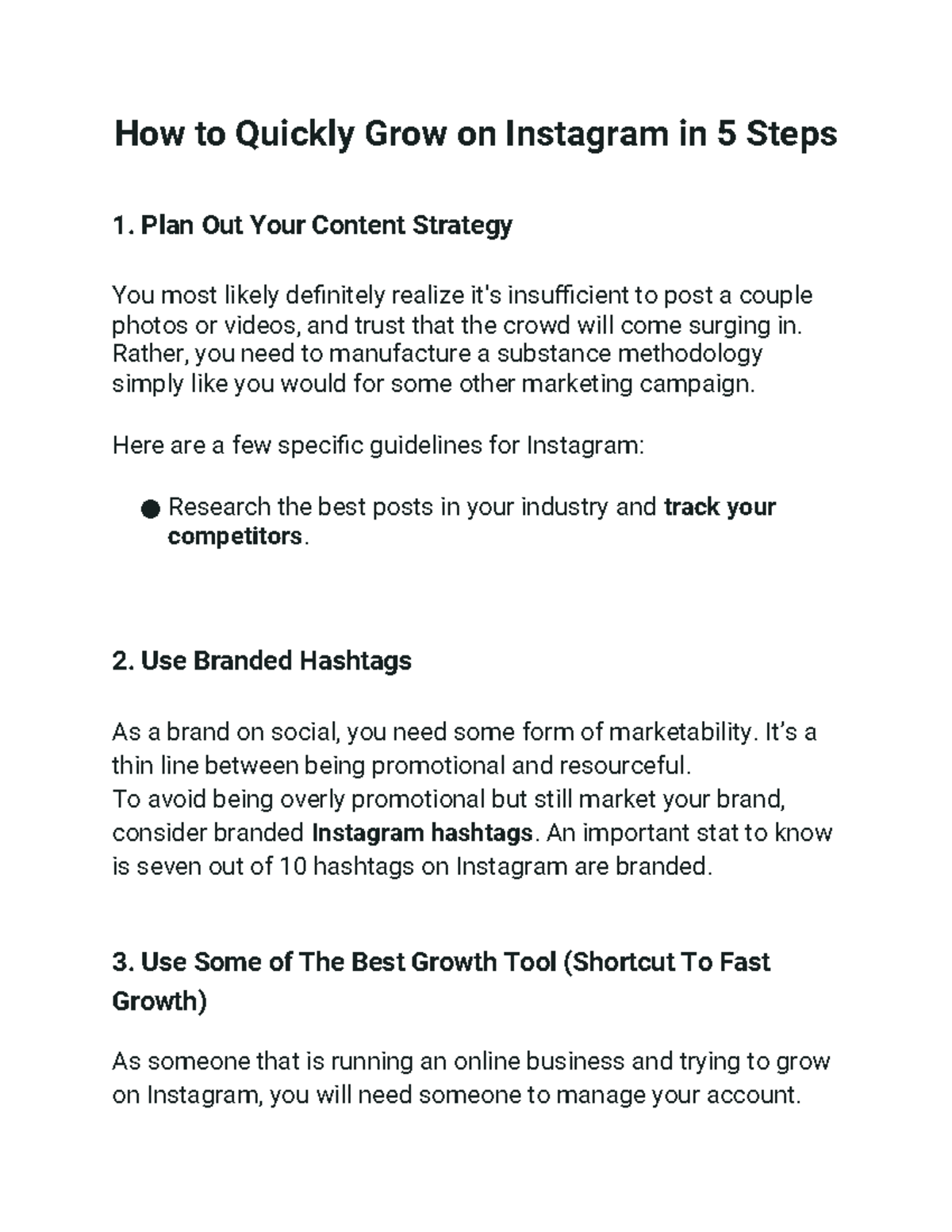 How to Quickly Grow on Instagram in 5 Steps - Plan Out Your Content ...