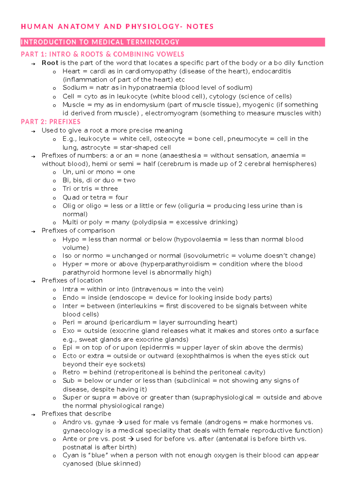 HAAP lecture notes - H U M A N A N AT O M Y A N D P H Y S I O L O G Y ...