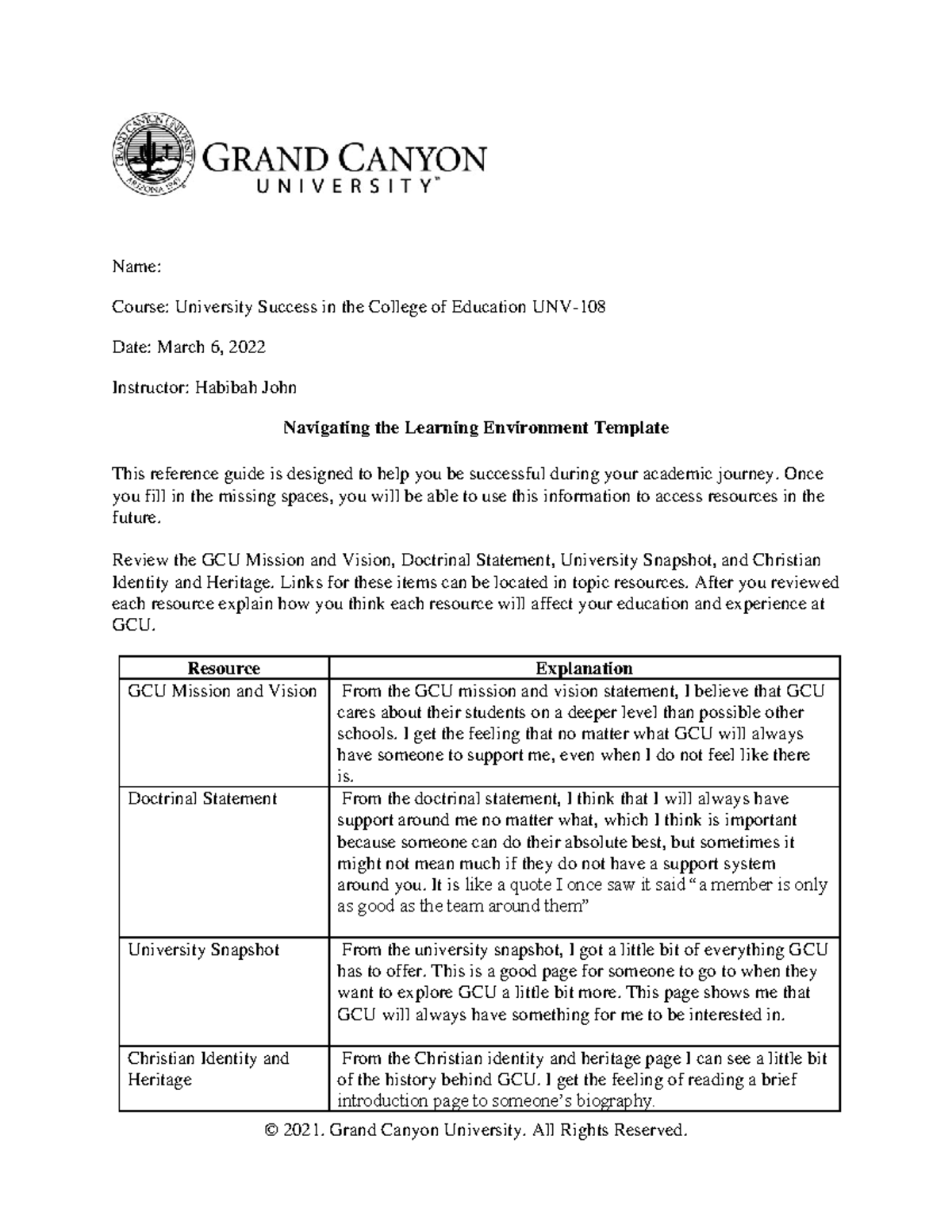 UNV108 T1 Navigating the Learning Environment Template-Online Gen Ed ...