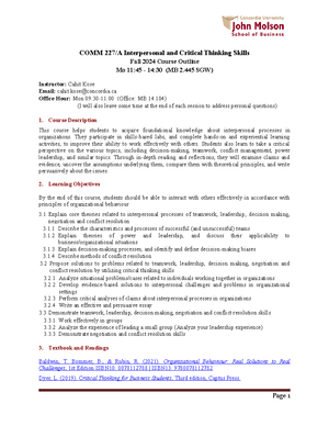 COMM 227 Individual reflection paper guidelines - COMM227 Interpersonal ...