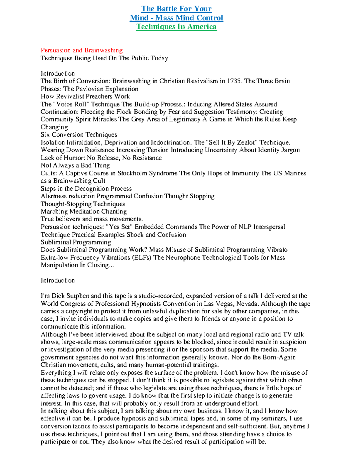 Mass Mind Control Techniques The Three Brain Phases The Pavlovian Explanation How Revivalist