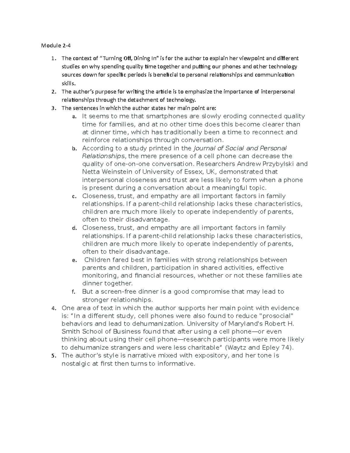 Module 24 Guided Analysis Module 2 The context of “Turning Off