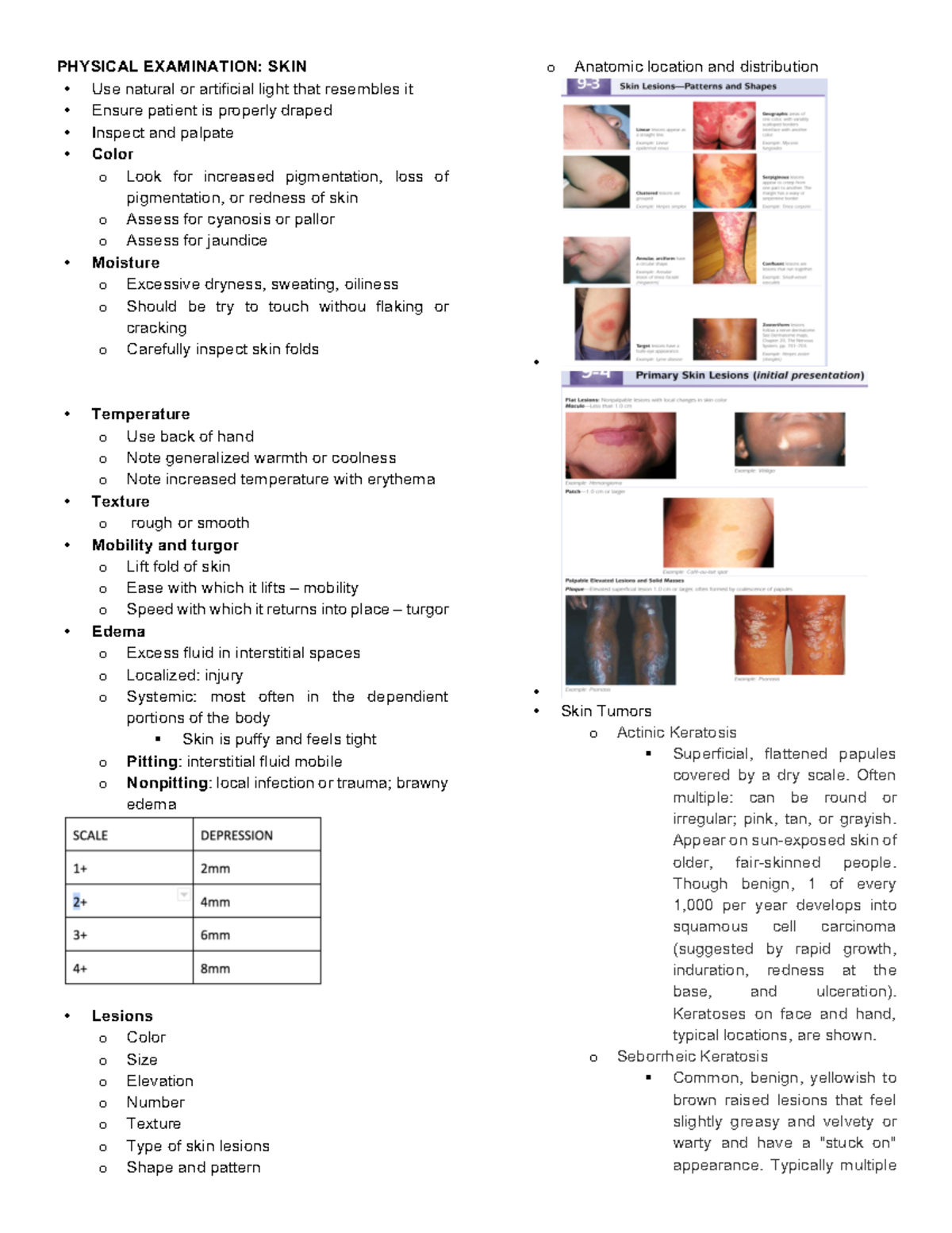 Physical- Examination- Skinhair - PHYSICAL EXAMINATION: SKIN Use ...