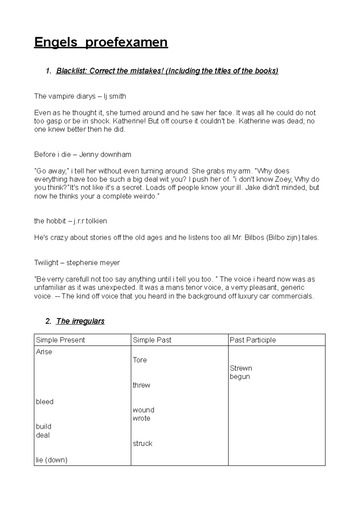 Proef/oefen tentamen 2018, vragen Engels proefexamen 1. Blacklist