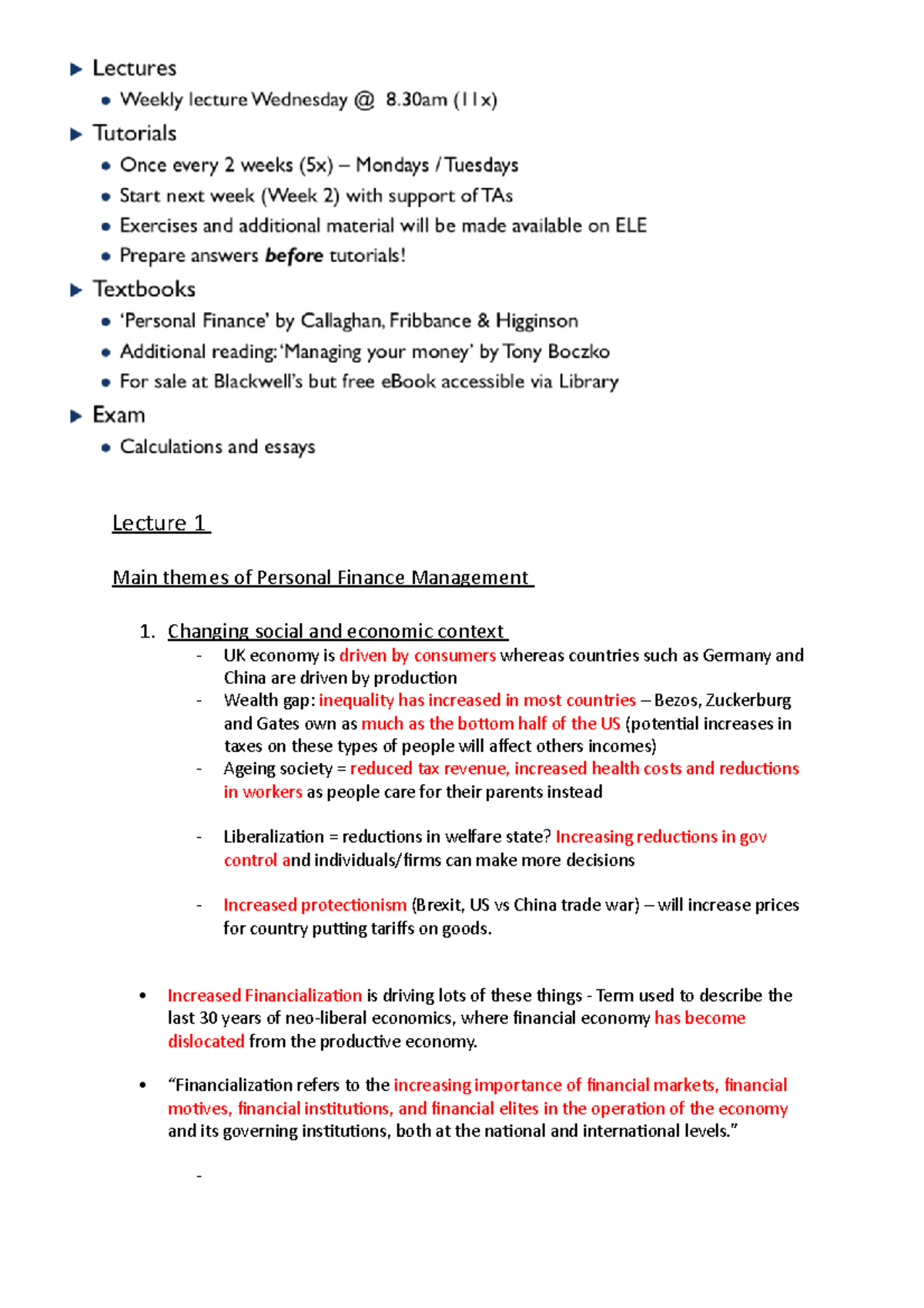 PFM Module Notes - Lecture 1 Main themes of Personal Finance Management ...