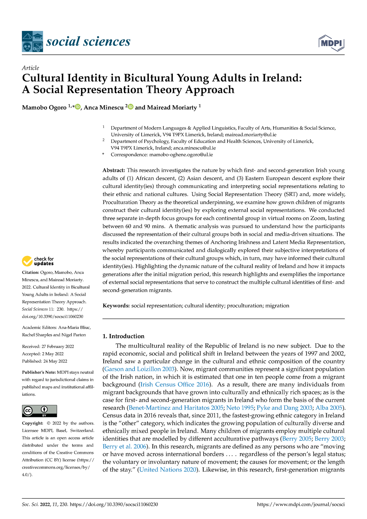 Cultural Identity In Bicultural Young Adults In Ireland - Citation ...