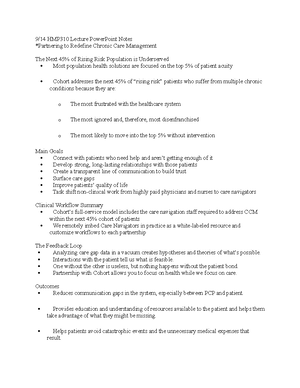 HMP310 9:8 lecture notes - 9/8 HMP310 Lecture Notes on Post-Acute Care ...