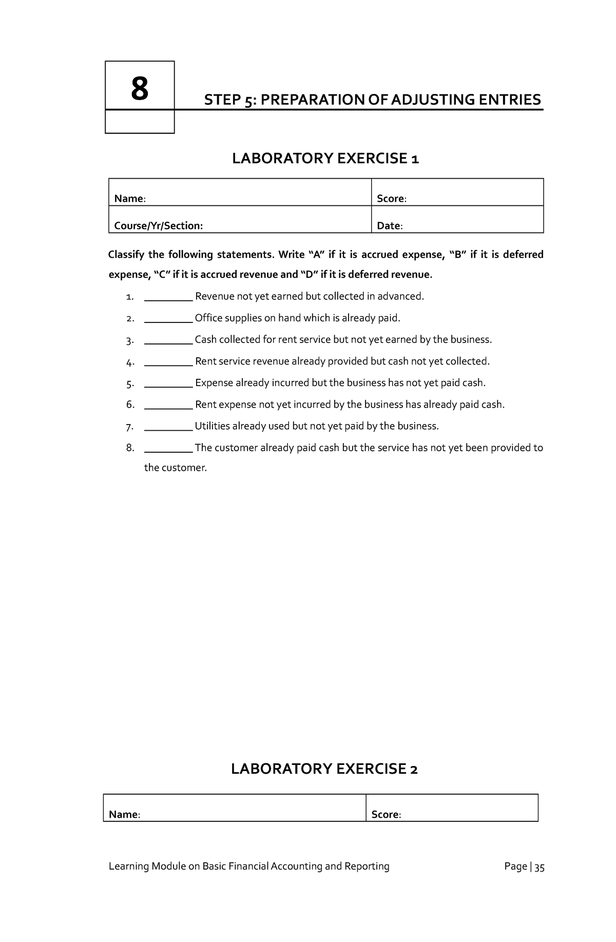 accounting exercises