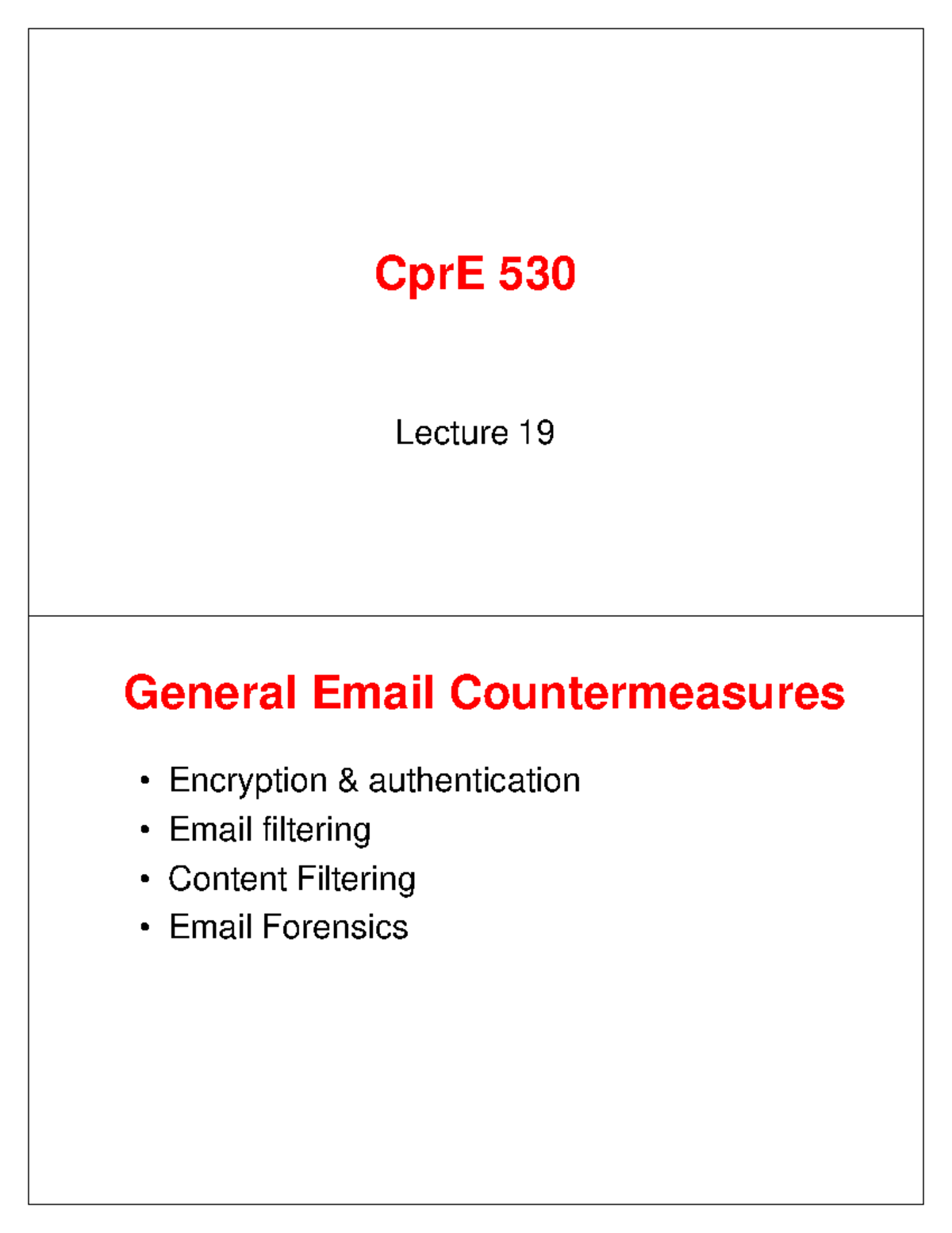 Lec19 - Lecture 19 Notes - CprE 530 Lecture 19 General Email ...