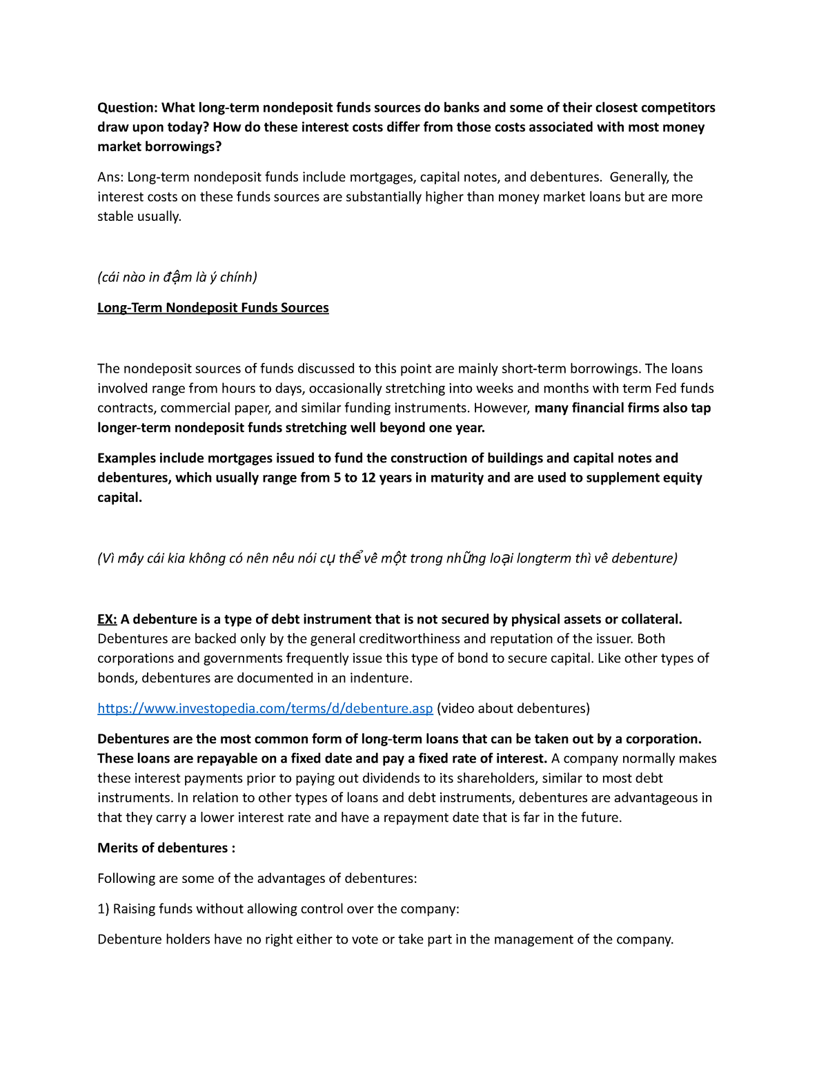 Long-term Non-deposit Sources of Funds - Question: What long-term ...