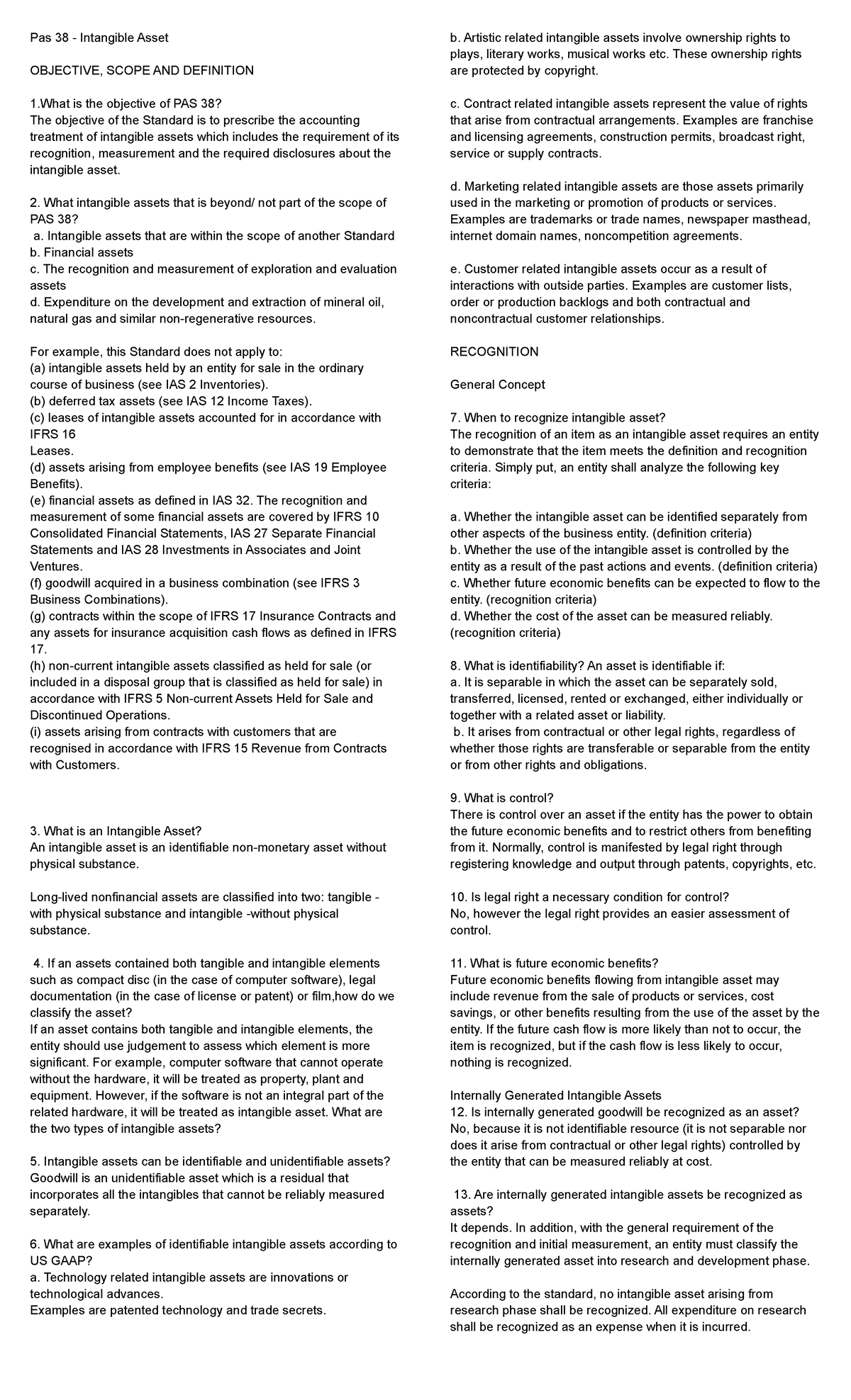 Pas 38 - Intangible Asset - Pas 38 - Intangible Asset OBJECTIVE, SCOPE ...