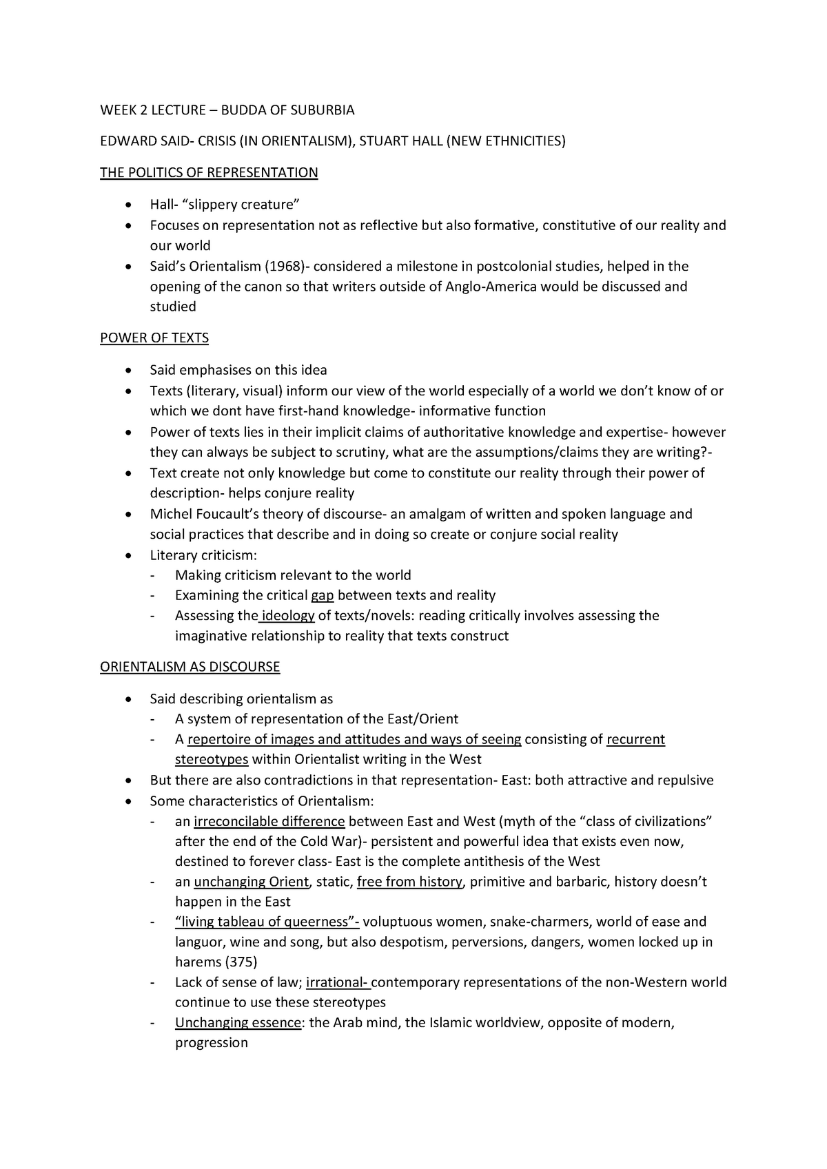 WEEK 2 Lecture Edward SAID AND Stuart HALL Orientalism - Copy - WEEK 2 ...