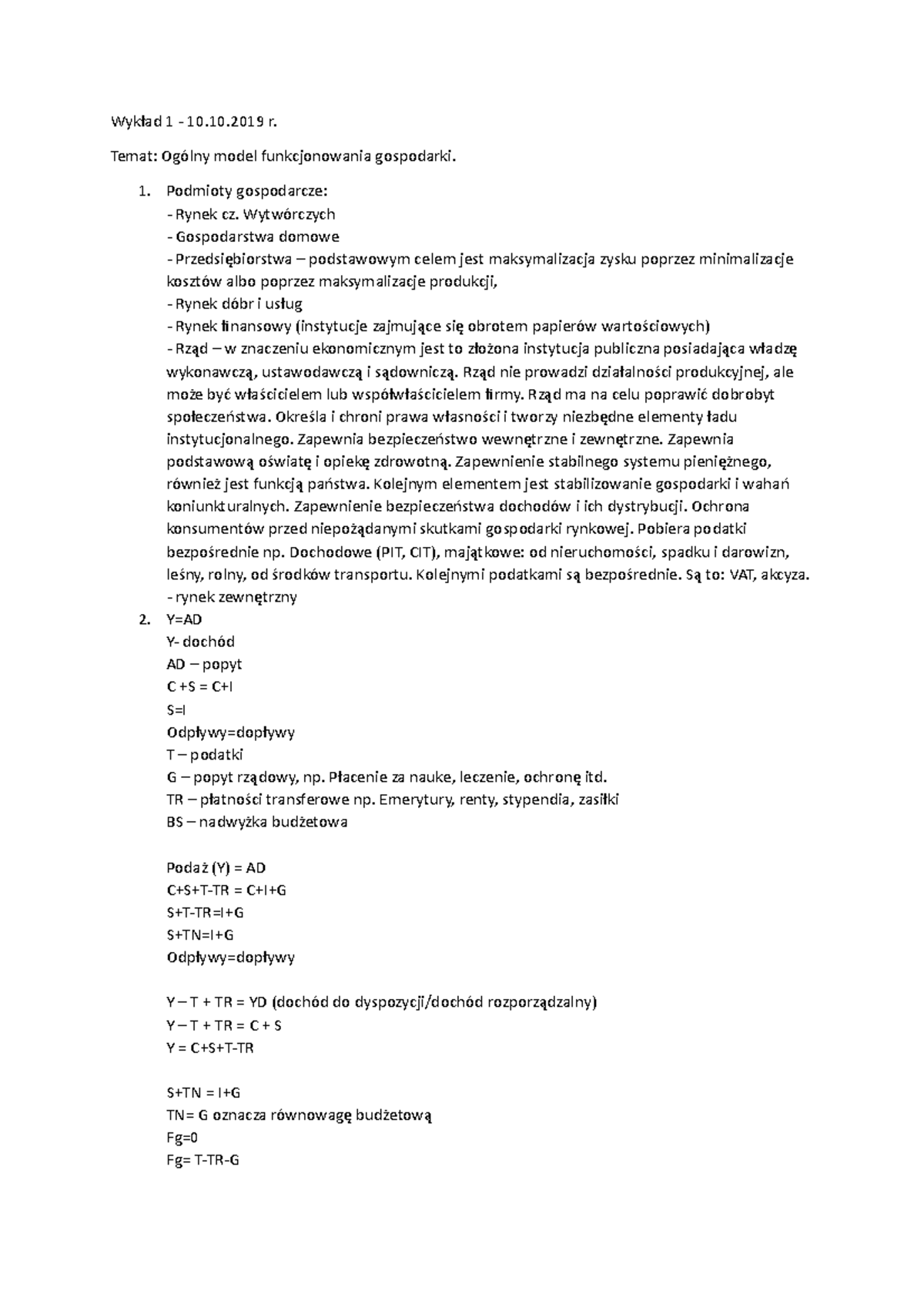 Wykład 1 - Notatki z wykładu 1 - Wykład 1 - 10.10 r. Temat: Ogólny