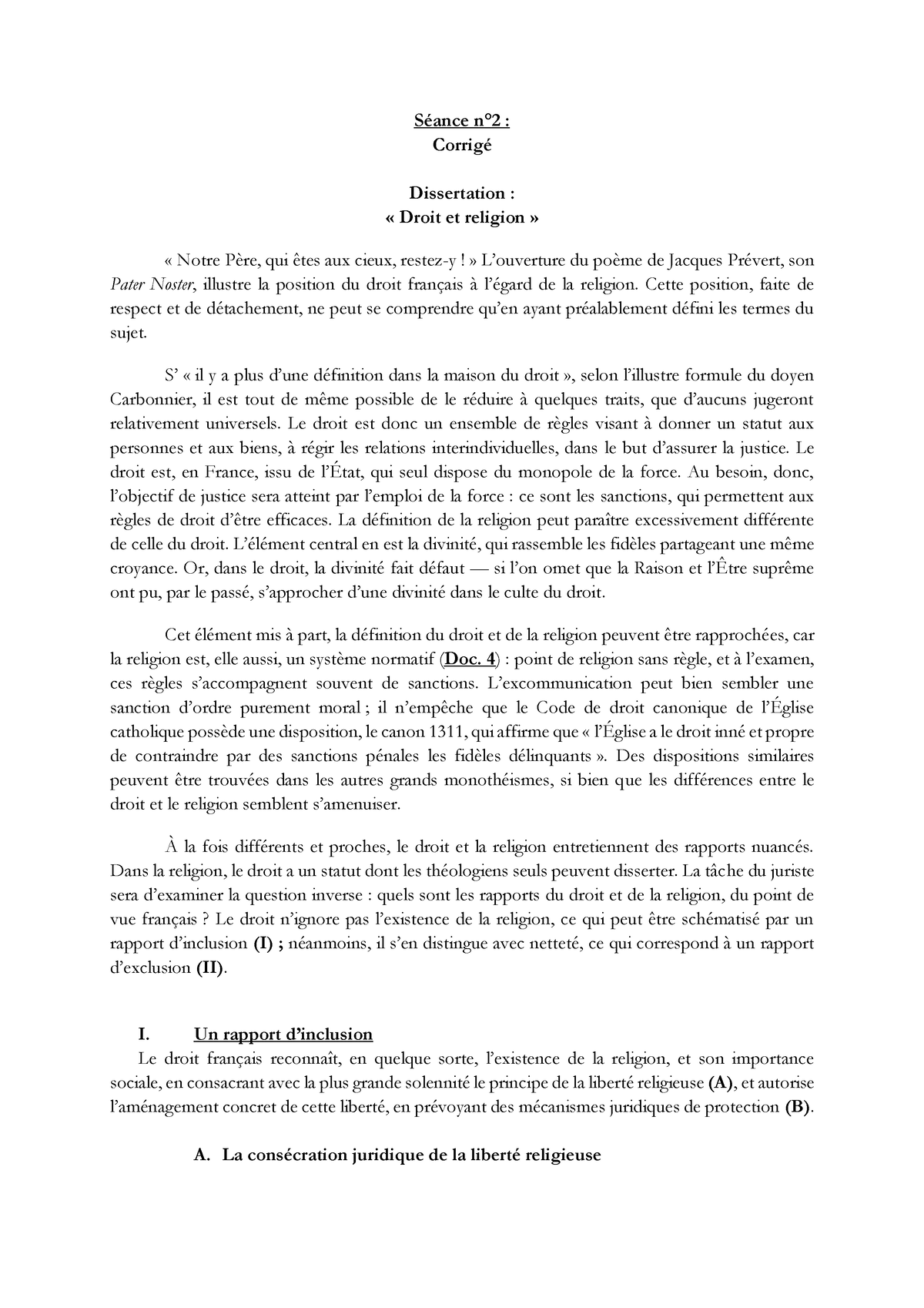 dissertation droit morale et religion