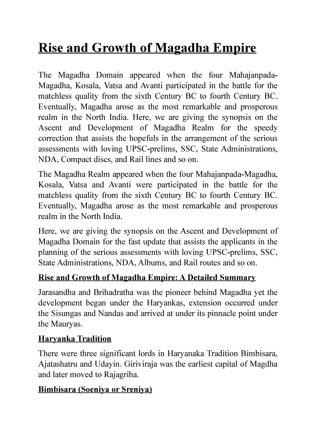 Rise And Growth Of Magadha Empire - Eventually, Magadha Arose As The ...