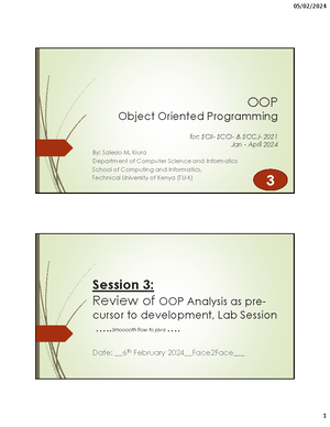 5 OOP Anatomy of Java Programs - Anatomy of a JavaApplication 15 th Feb ...