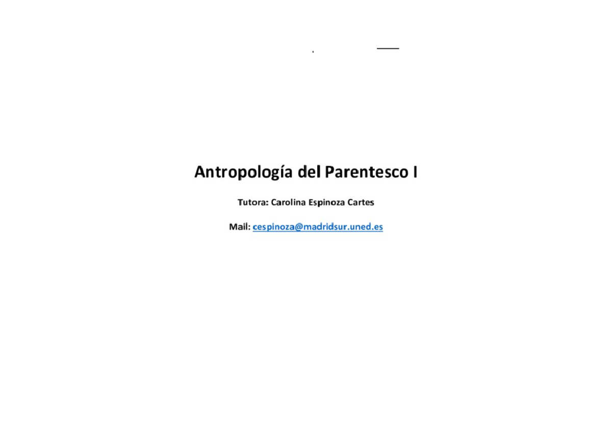 Antropologi a del Parentesco I Studocu