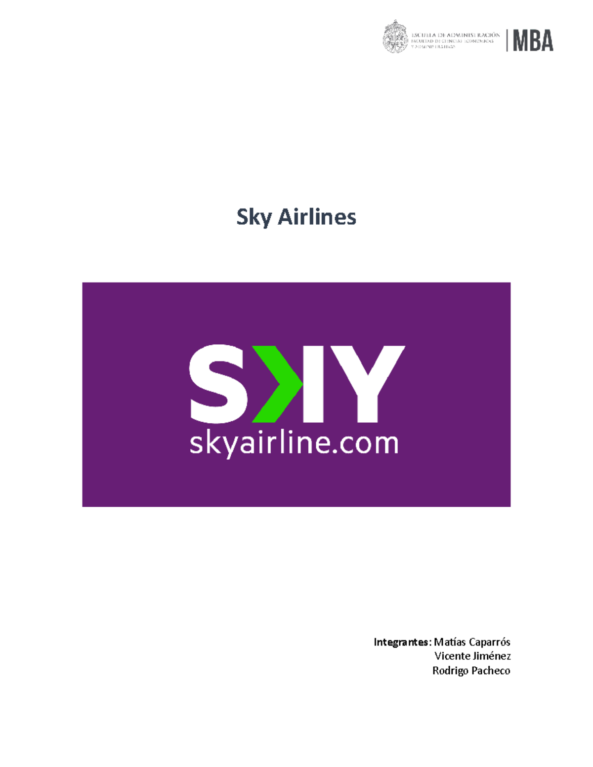 Caso5 Sky Airline Main assignments Sky Airlines Integrantes Matías