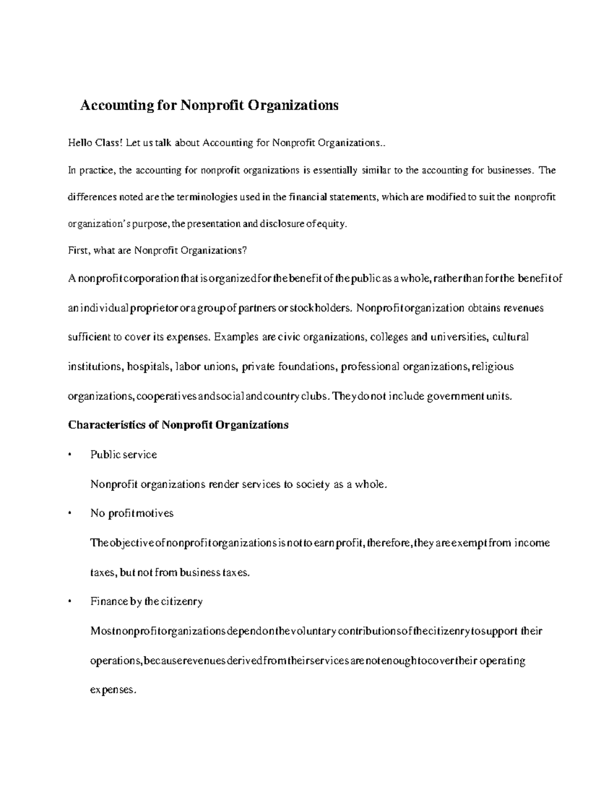 Nonprofit Organization - . In practice, the accounting for nonprofit ...