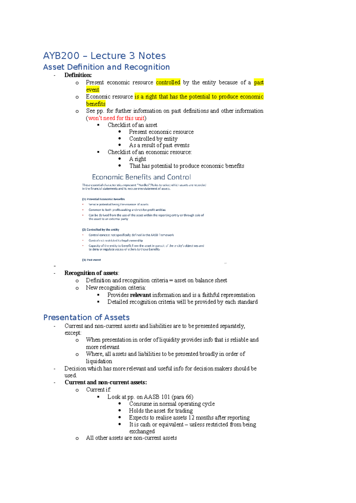 Ayb200 Week 3 Lecture notes - summary and important information ...