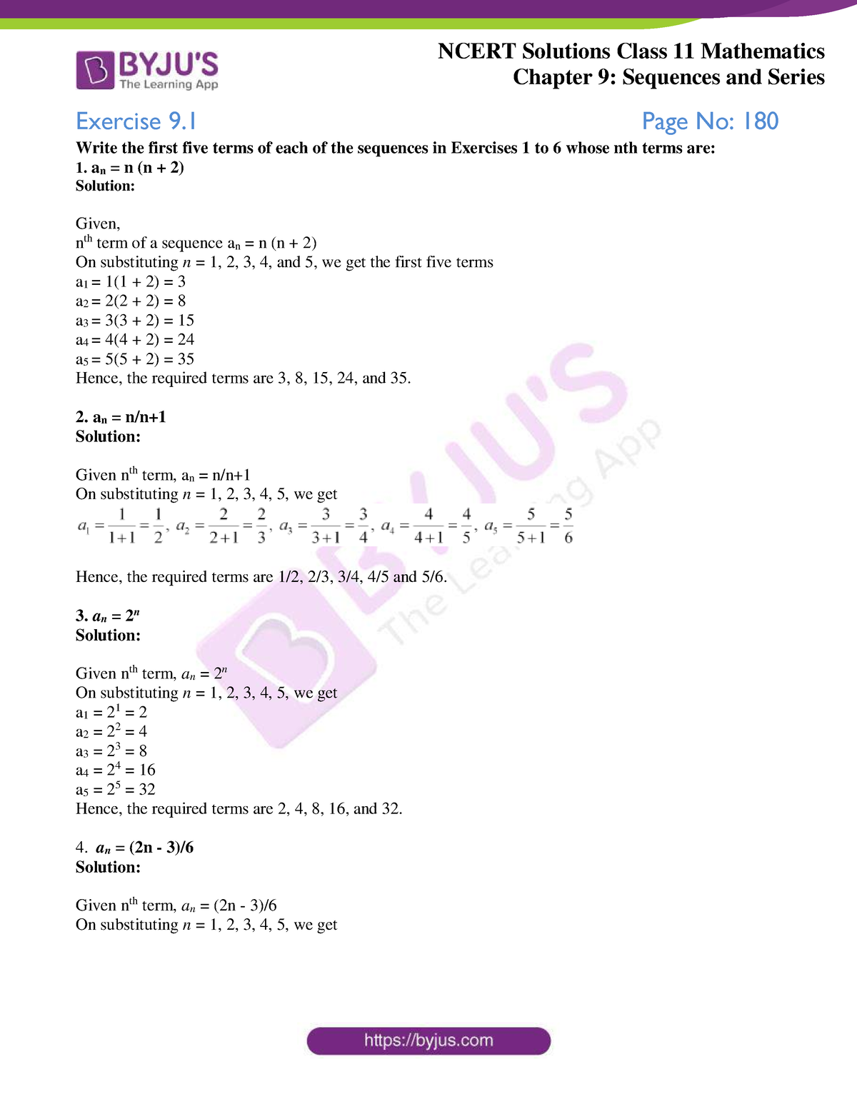 Ncert Solutions For Class 11 Maths Chapter 9 Sequences And Series ...