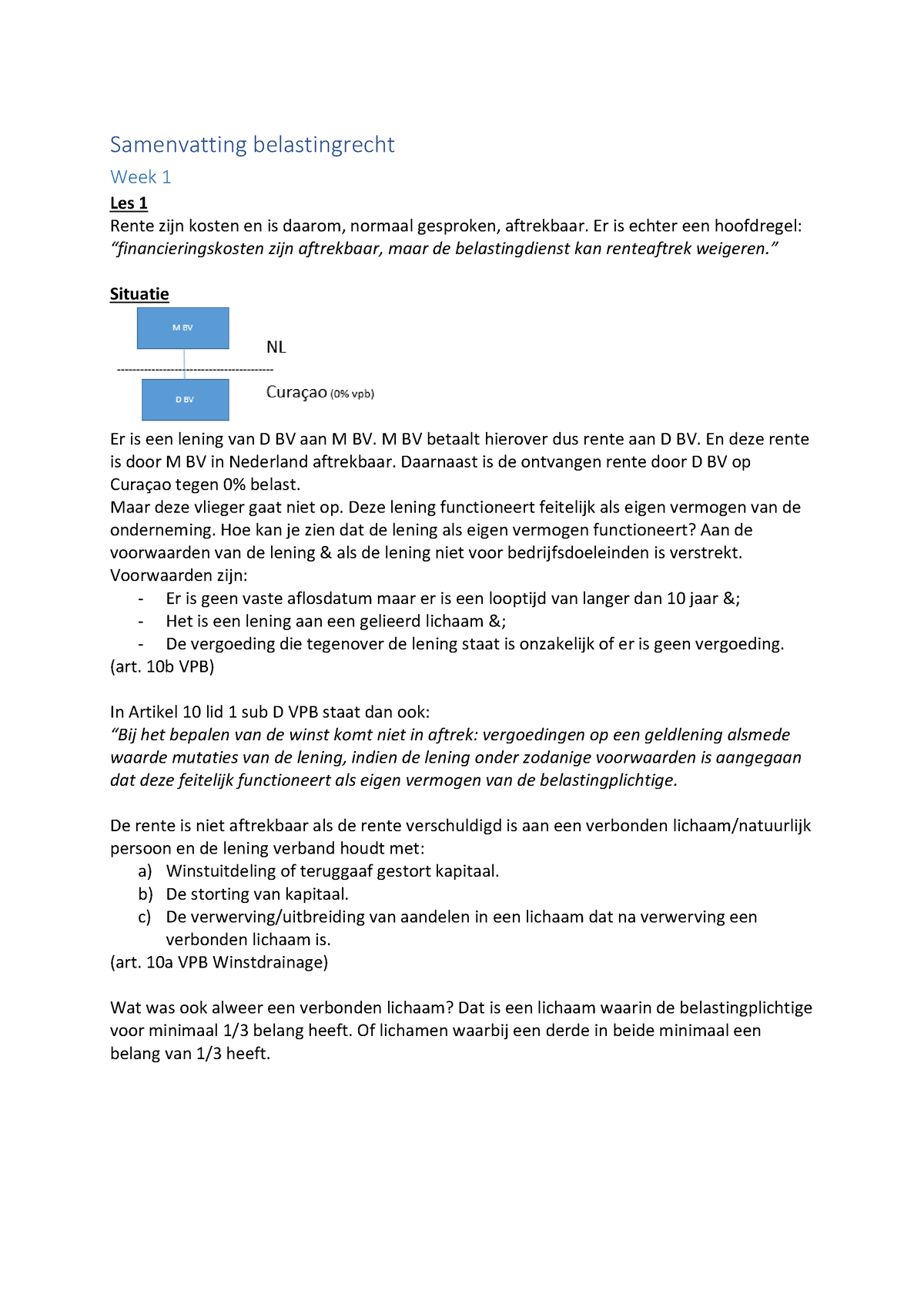 Samenvatting Belastingrecht Samenvatting Belastingrecht Week Les