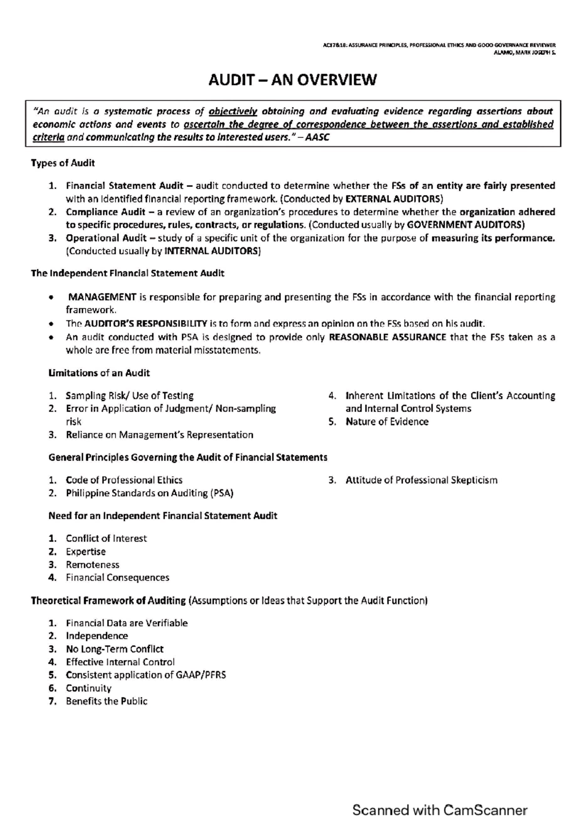 conclusion for auditing assignment