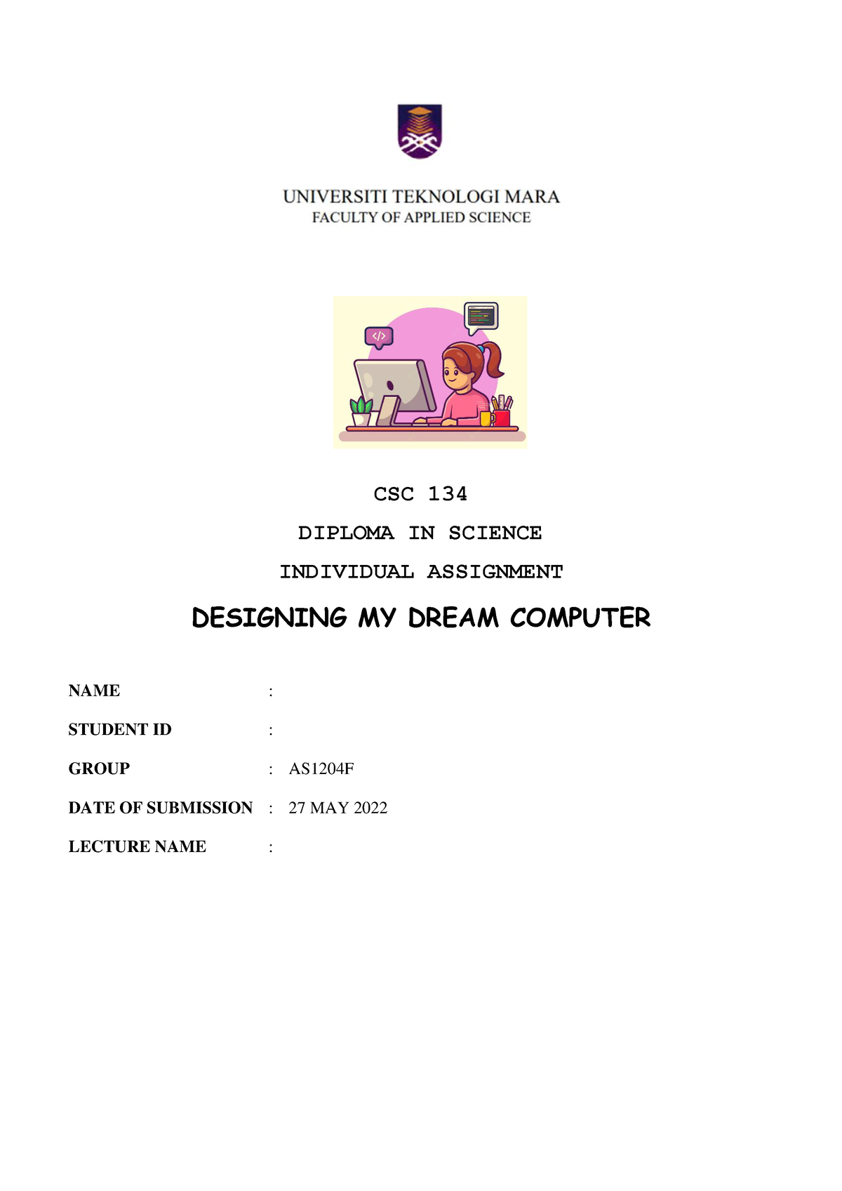 my dream computer assignment