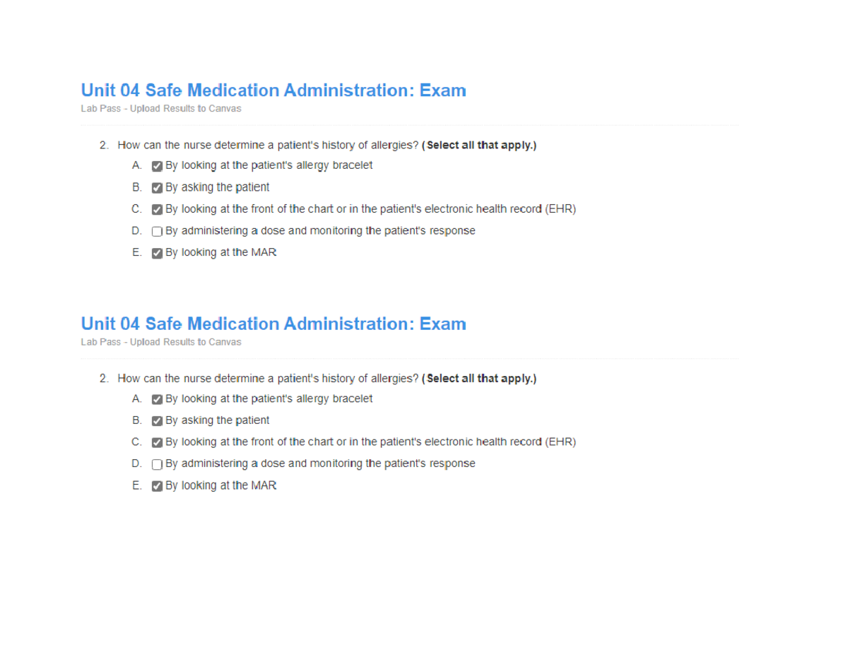 Unit 4 Safe Medication Administration Answers 28 Of 28 Nsg 123 Module 04 Exam Flashcards Unit 4 Safe Medication Administration Answers 28 Of 28 Nsg 123 Module 04 Exam Flashcards