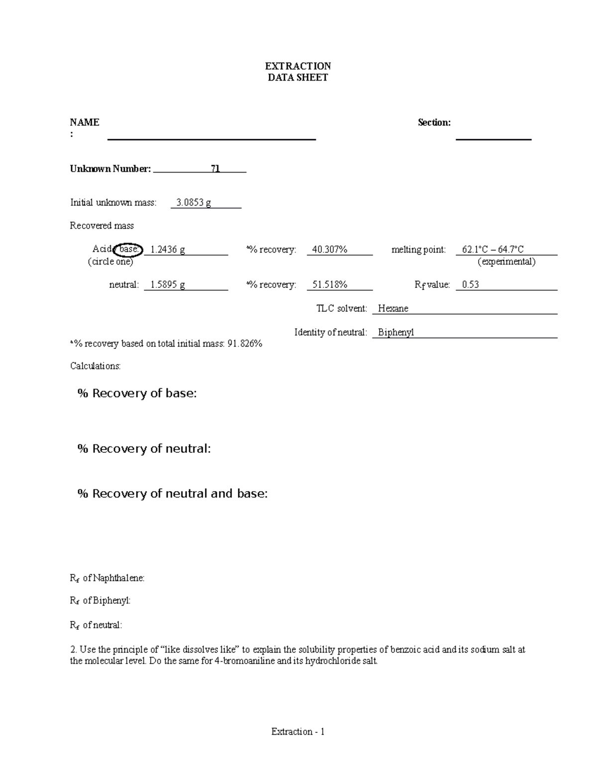 310 04 211ext data sheet and postlab - EXTRACTION DATA SHEET NAME ...