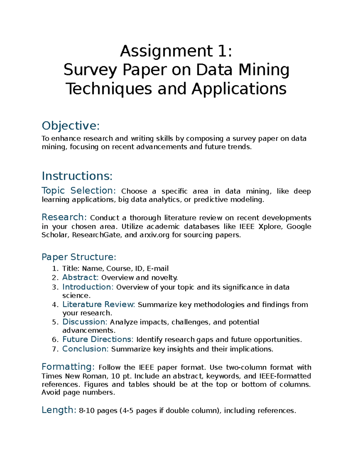 research paper on data mining project