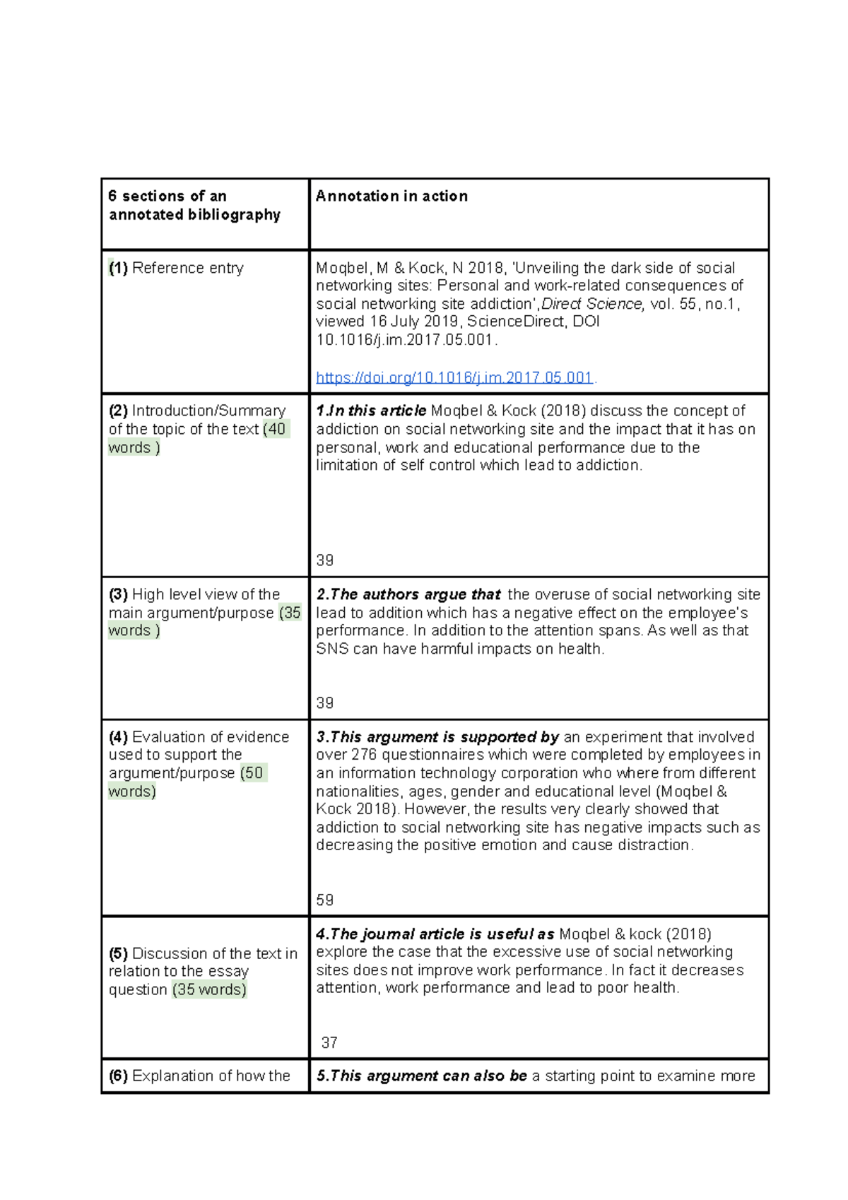 Assessment 1 task 1 - 6 sections of an a 6 sections of an annotated ...
