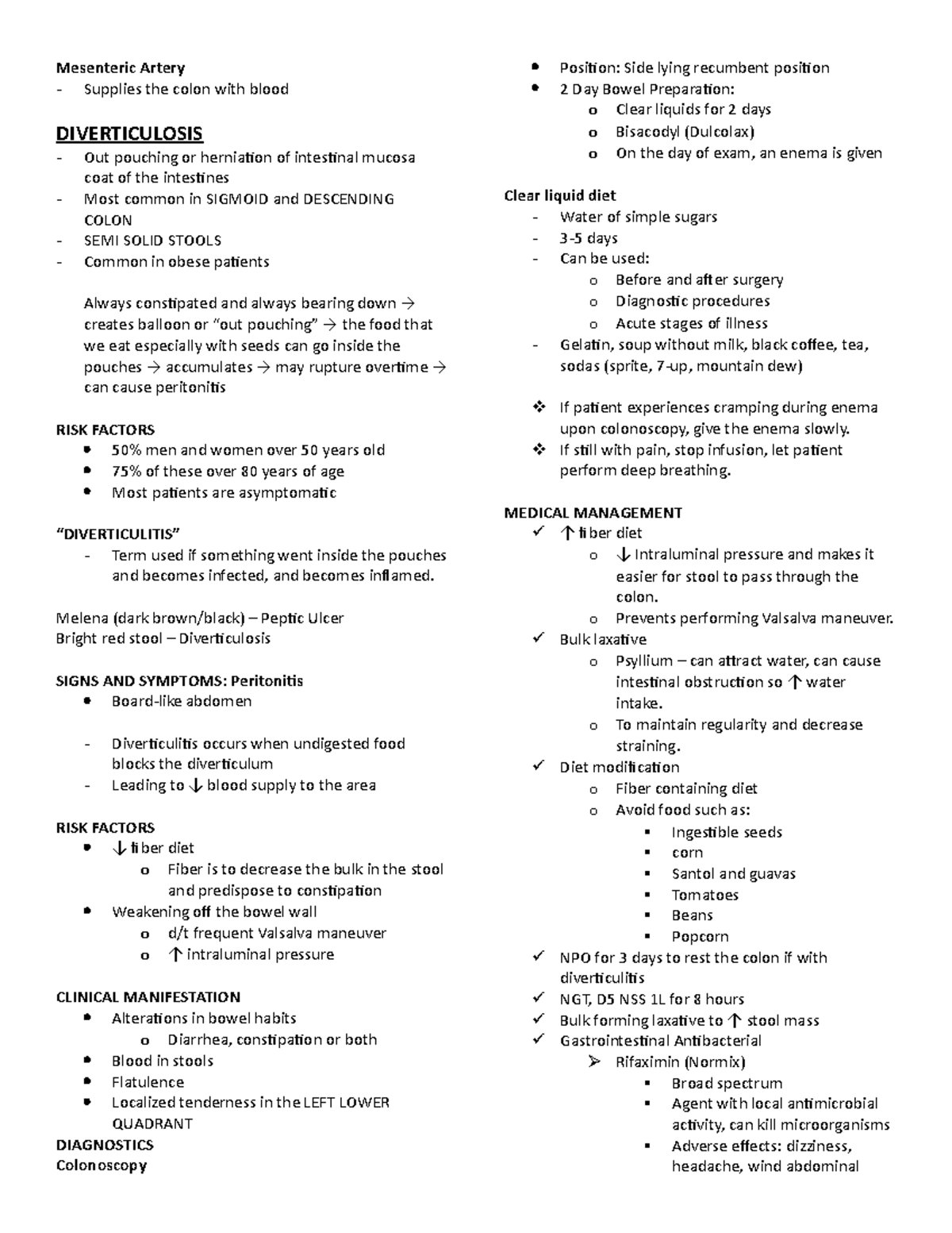 Diverticulitis Pathophysiolofy AND ITS Management - Mesenteric Artery ...